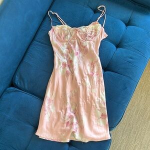 Cotton Candy LA pink & white lace flirty dress (size M)